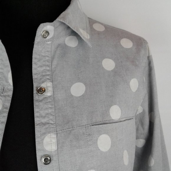 Polka Dot Button Down Long Sleeve Blouse - Picture 2 of 5